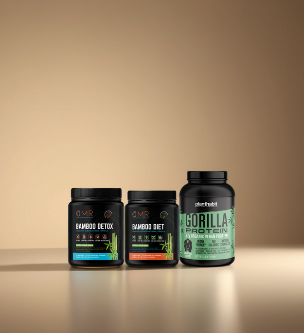 Bamboo Detox sabor lemon-ginger. Diet green apple y Gorilla Protein de chocolate